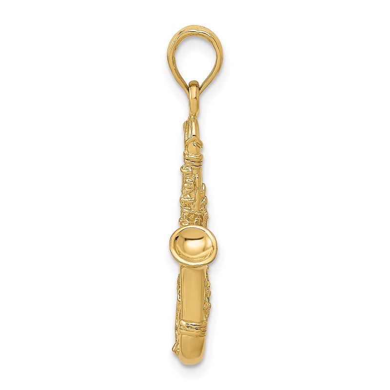 QG 14K Solid Polished 3-D Saxophone Charm C2276 - Jurgens