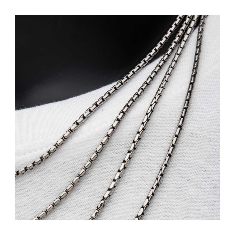 【nono jewelry】品 INOX Jewelry 3mm Oxidized Steel Boston Link Chain Necklace
