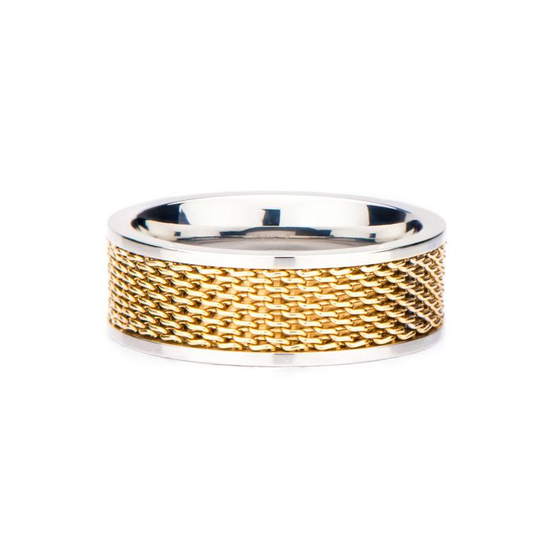 Stainless Steel Two Tone Mesh Ring