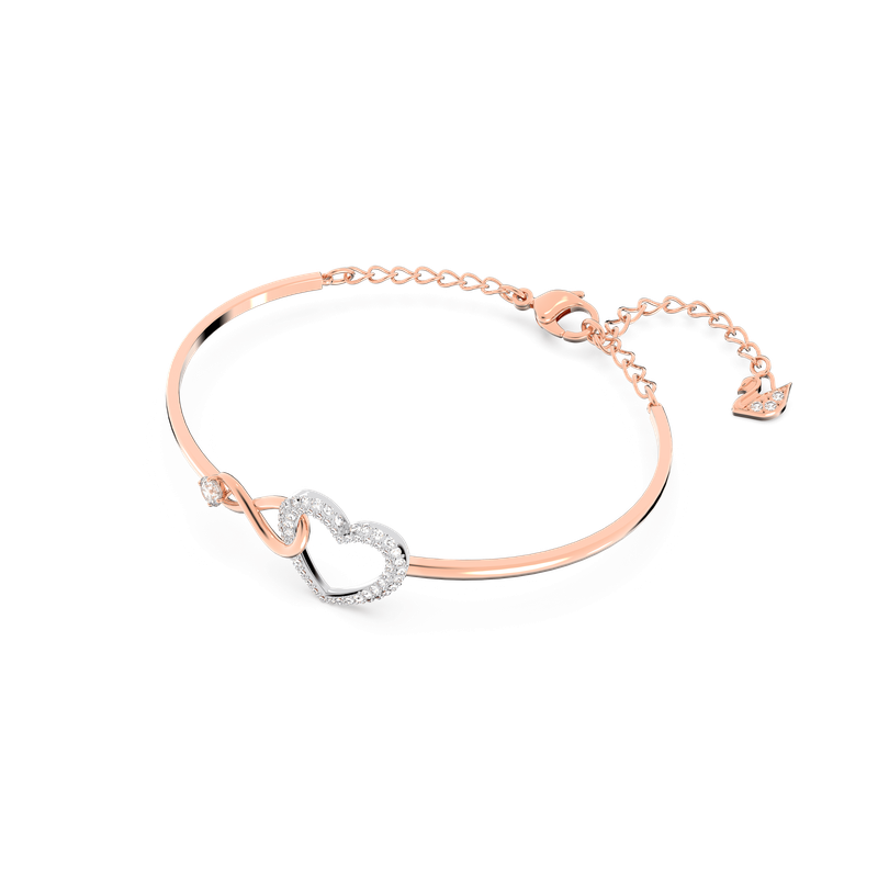 Swarovski Hyperbola bangle, Infinity and heart, White, Mixed metal