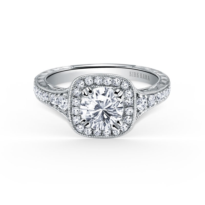 Kirk Kara Engraved Filigree Halo Diamond Engagement Ring K1170DC-R