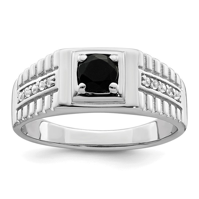 Quality Gold Sterling Silver Rhodium-plated Men's Onyx and