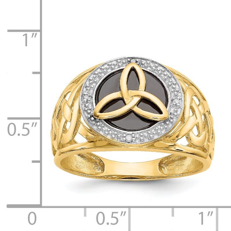 14k Gold and Rhodium Onyx Diamond Trinity Ring 14k Gold and Rhodium Onyx Diamond Trinity Ring