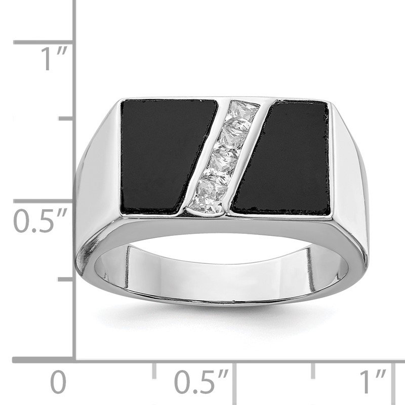 Quality Gold Sterling Silver Rhodium-plated Men's CZ and