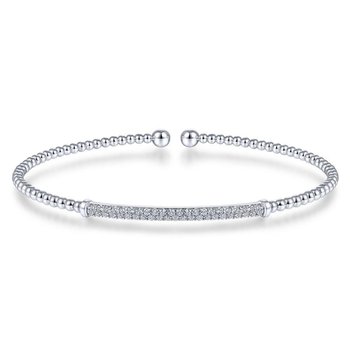 14K White Gold Bujukan Split Cuff Bracelet with Diamond PavÃƒÂ© Bar BG4262-62W45JJ