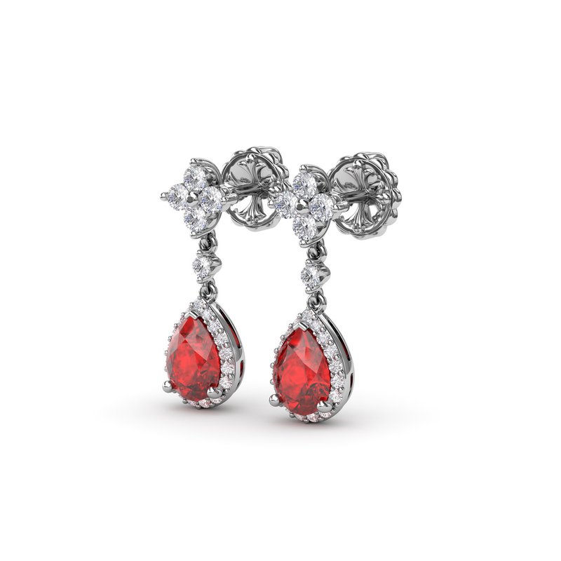 Ruby and Diamond Teardrop Dangle Earrings ER1882R - Fana