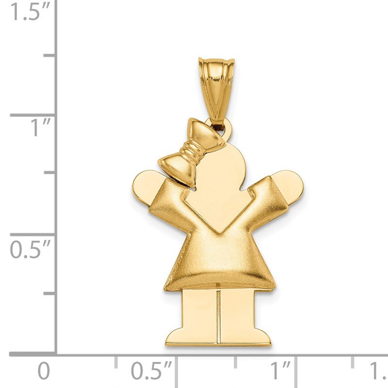 最終決算 on w/Bow Girl Puffed 14k Gold Quality Left Charm Engravable アクセサリー