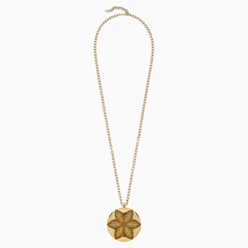 Swarovski Latisha Flower Pendant, Black, Rose-gold tone
