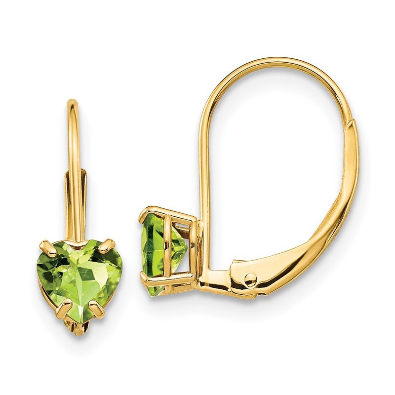 QG 14k 5mm Heart Peridot Leverback Earrings XLB120PE