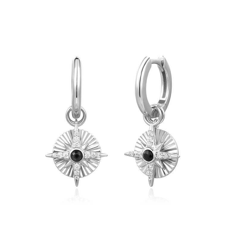 ANIA HAIE Silver Astrolabe Charm Huggies E059-20H Michael Eller