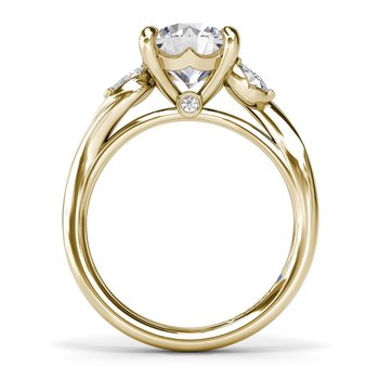 Three-Stone Curved Round Diamond Engagement Ring S4415