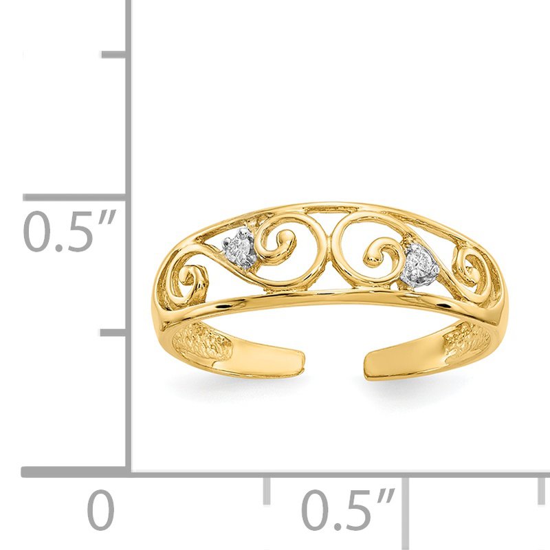 14k Yellow Gold .02ct Diamond Scroll Toe Ring 14k Yellow Gold .02ct Diamond Scroll Toe Ring