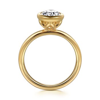 14K Yellow Gold Oval Bezel Set Diamond Engagement Ring ER16526O8Y4JJJ
