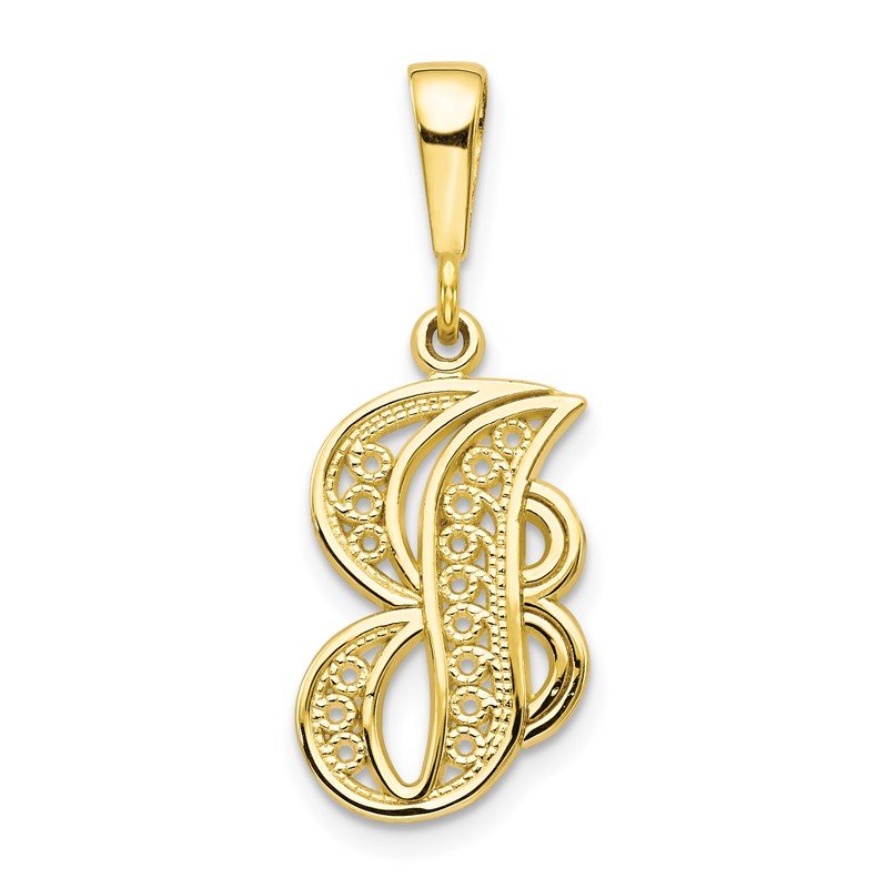 Initial J 10k solid gold top pendant