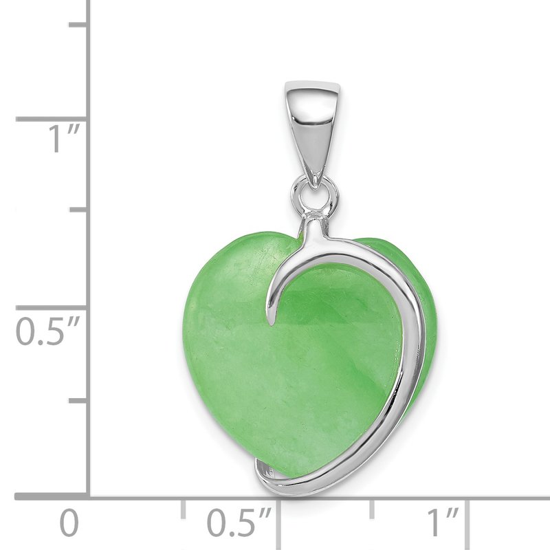Sterling Silver Green Jade Heart Pendant Sterling Silver Green Jade Heart Pendant