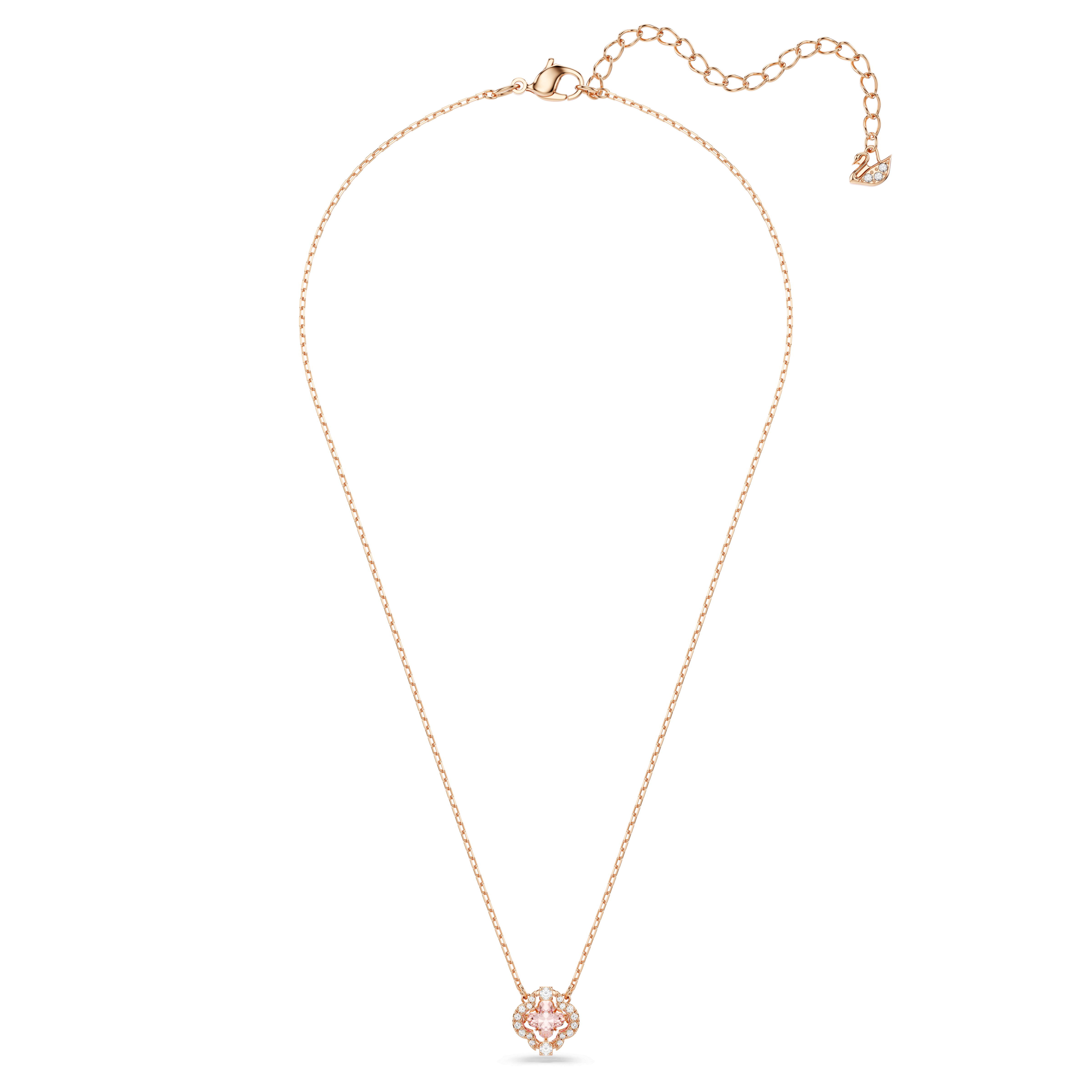 Swarovski Una necklace, Clover, Pink, 18K rose gold finish 5514488