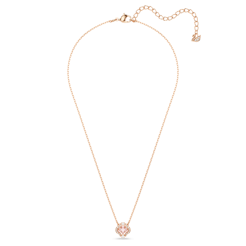 Swarovski Una necklace, Clover, Pink, 18K rose gold finish 5514488