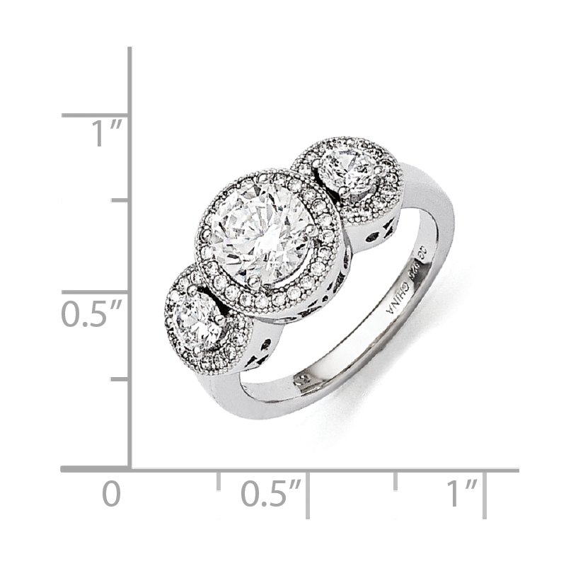 Sterling Silver & CZ Brilliant Embers Round Halo Ring Sterling Silver & CZ Brilliant Embers Round Halo Ring