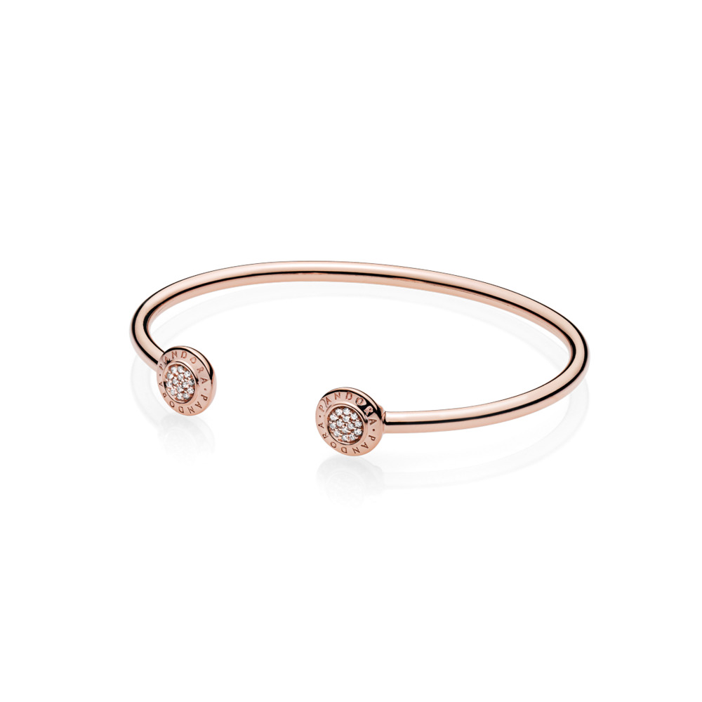 PANDORA Pandora Signature Open Bangle Bracelet, Pandora Rose