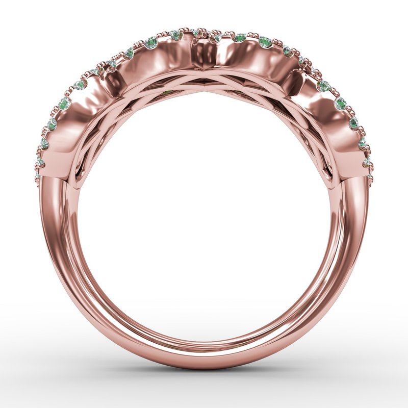 Vlora Multi Diamond and Emerald Statement Ring VR60997E-14WG