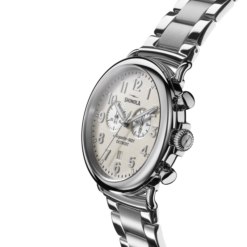 Shinola The Runwell Chrono 47mm Stainless Ivory Dial Bracelet