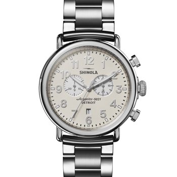 Shinola The Runwell Chrono 47mm Stainless Ivory Dial Bracelet