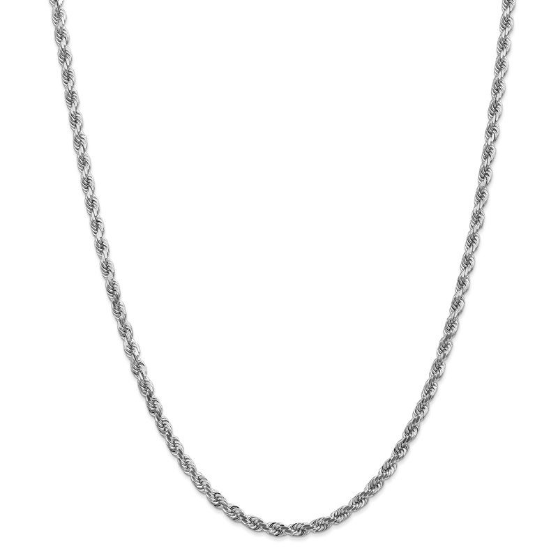 14K White Gold 20 inch 4mm Diamond cut Rope with Lobster Clasp Chain