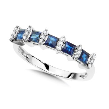 Princess Cut 5-Stone Sapphire and Diamond Anniversary Band CCS2532-W