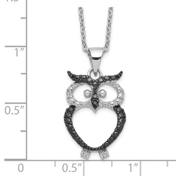 Cheryl M Sterling Silver CZ Black & White Owl Necklace Cheryl M Sterling Silver CZ Black & White Owl Necklace