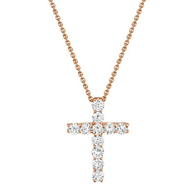 Shy Creation 0.32Ct 14K R/G Diamond Cross Necklace