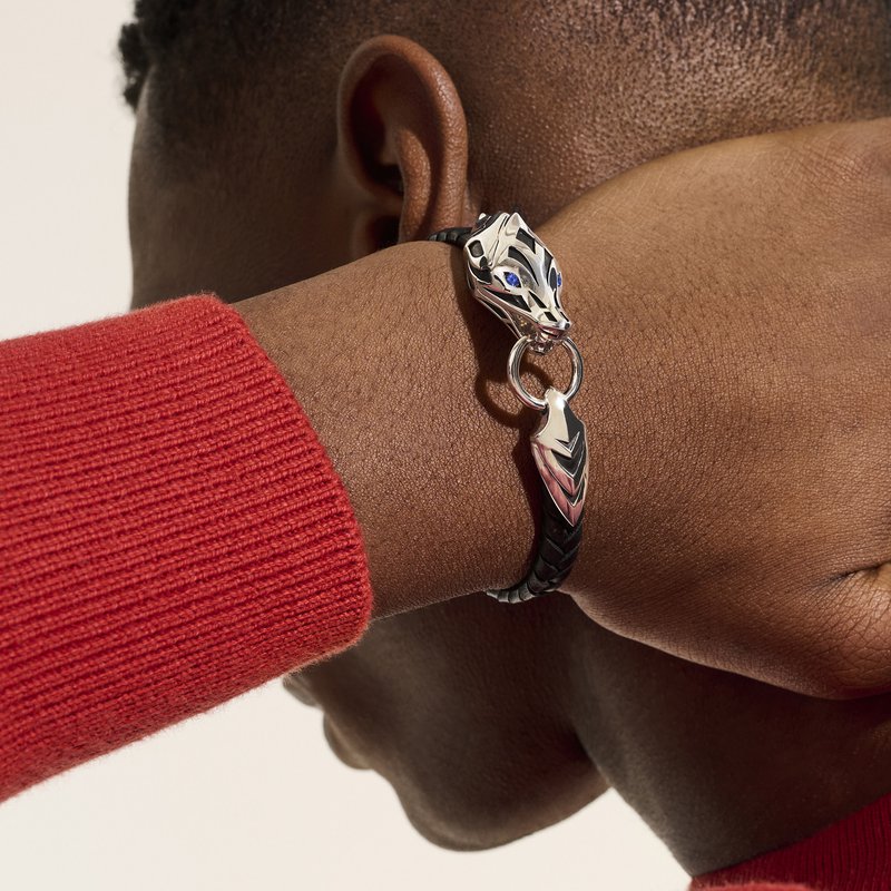 JOHN HARDY Naga Bracelet, Leather, Sterling Silver, Blue