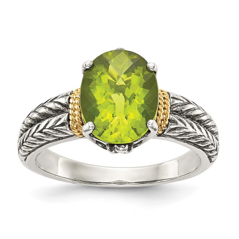 Shey Couture Sterling Silver w/ 14k Yellow Gold Accent Diamond And Peridot Necklace