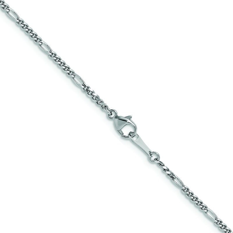 Italian Collection Herco Platinum Polished Figaro Chain 18