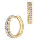 Shefi Diamonds 14K Two Tone Earrings Pave Center Bubble Row Each Side Hoop Diamond 0.25 Ctw 777325FU2