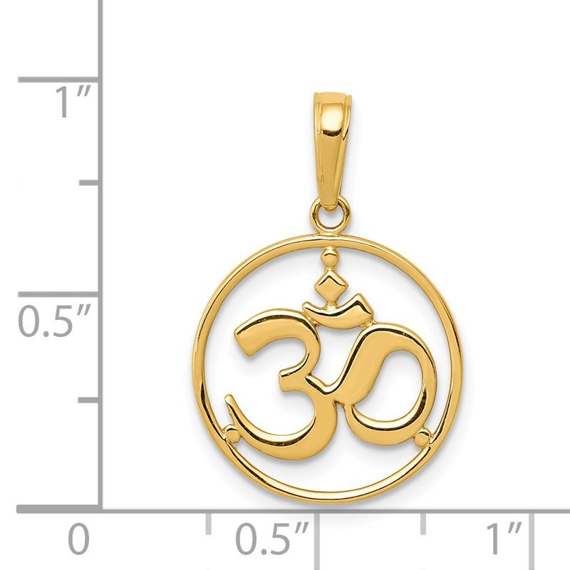 14K Cut-out Round Frame Yoga Om Symbol Pendant 14K Cut-out Round Frame Yoga Om Symbol Pendant