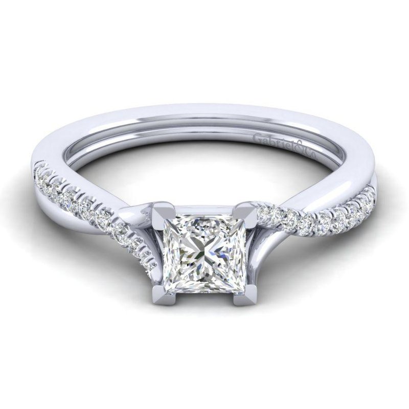 Gabriel Bridal 14K White Gold Princess Cut Diamond Engagement Ring ...