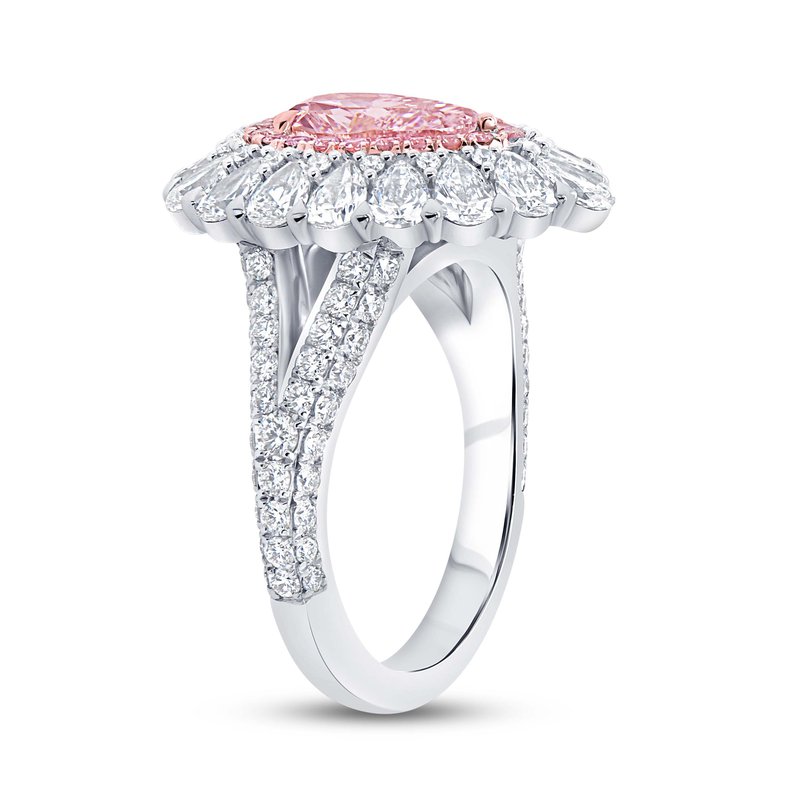☆nff☆ beaded halo ringpink nff1 Oval Pink Sapphire Diamond Halo Ring – Five Star Jewelry Brokers