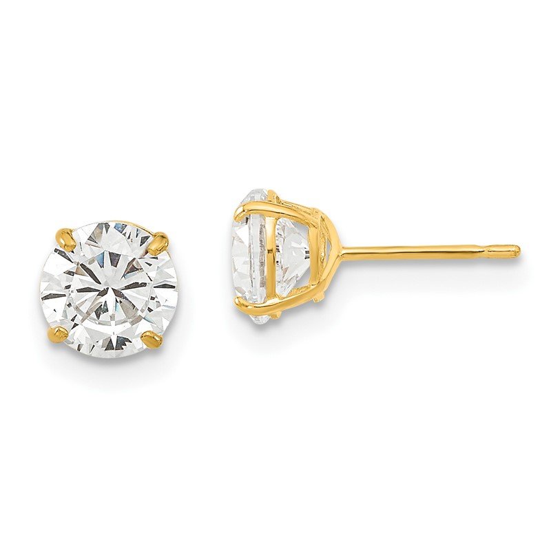 14k Yellow Gold Solid Madi K Youth CZ Sitting Cat Screwback Earrings