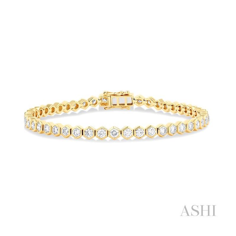 ASHI Hexagon Shape Bezel Set Diamond Tennis Bracelet ASHI Hexagon Shape Bezel Set Diamond Tennis Bracelet