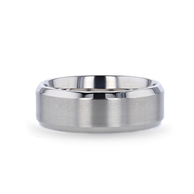 Thorsten SHIRE Titanium Brushed Center Flat Ring with Polished Beveled Edges - 6mm & 8mm Thorsten SHIRE Titanium Brushed Center Flat Ring with Polished Beveled Edges - 6mm & 8mm