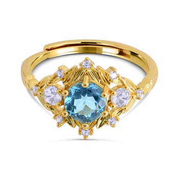 Goldtone Swiss Blue Topaz and Cubic Zirconia Ring Z124-LN4755