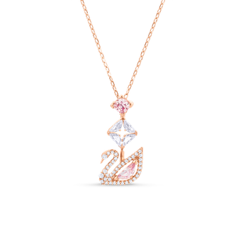 Dazzling Swan necklace, Swan, Pink, Rose gold-tone plated 5469989