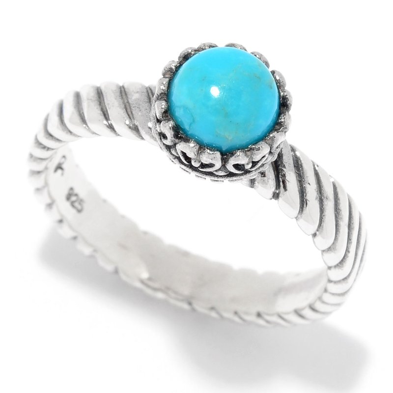 Samuel B STERLING SILVER ROUND TURQUOISE STACK RING