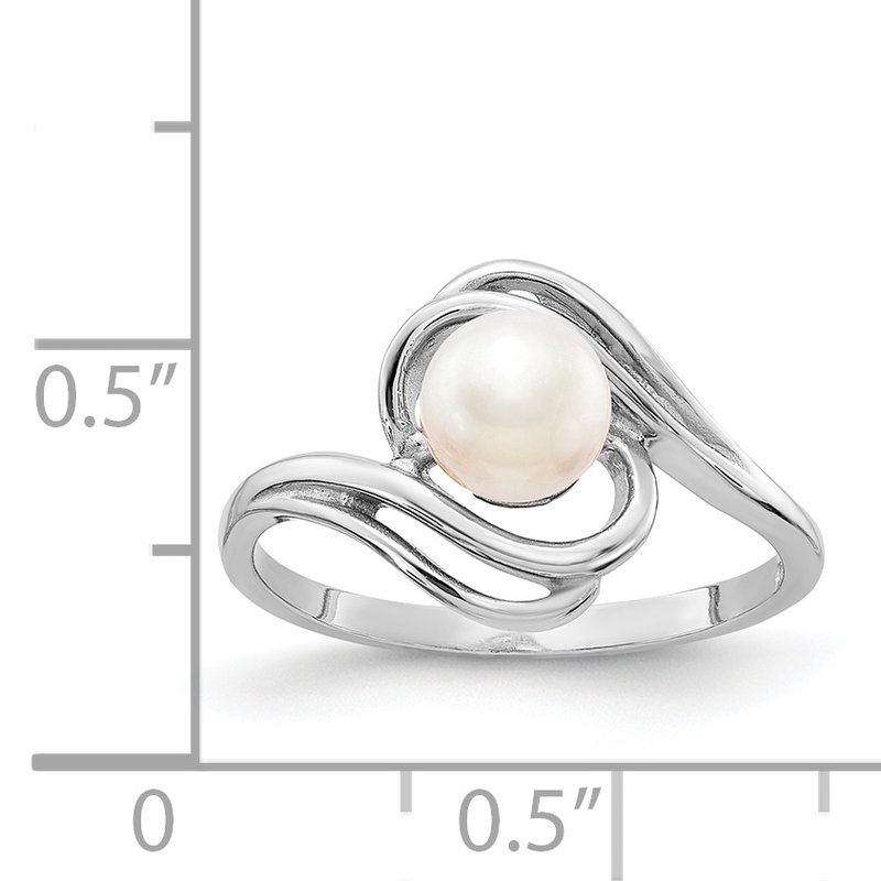 Quality Gold 14k White Gold 5.5mm FW Cultured Pearl Ring