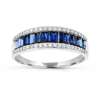 14K White Gold Blue Sapphire and Diamond 0.232cts Ring R12808SB6W4