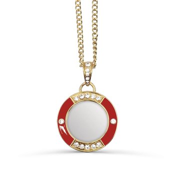 Red Enamel and Rhinestones Magnifier Pendant J452-JJP50534RD