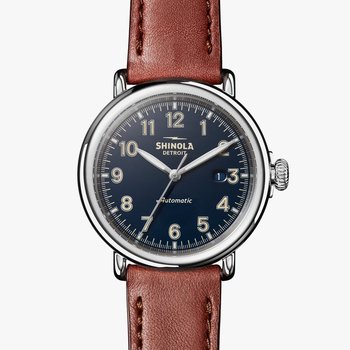 Shinola Runwell Automatic 45mm, Dark Cognac Leather Strap