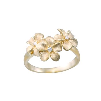 Denny Wong Designs Yellow Gold 3-Plumeria Ring FRP-08SD-3 - DK