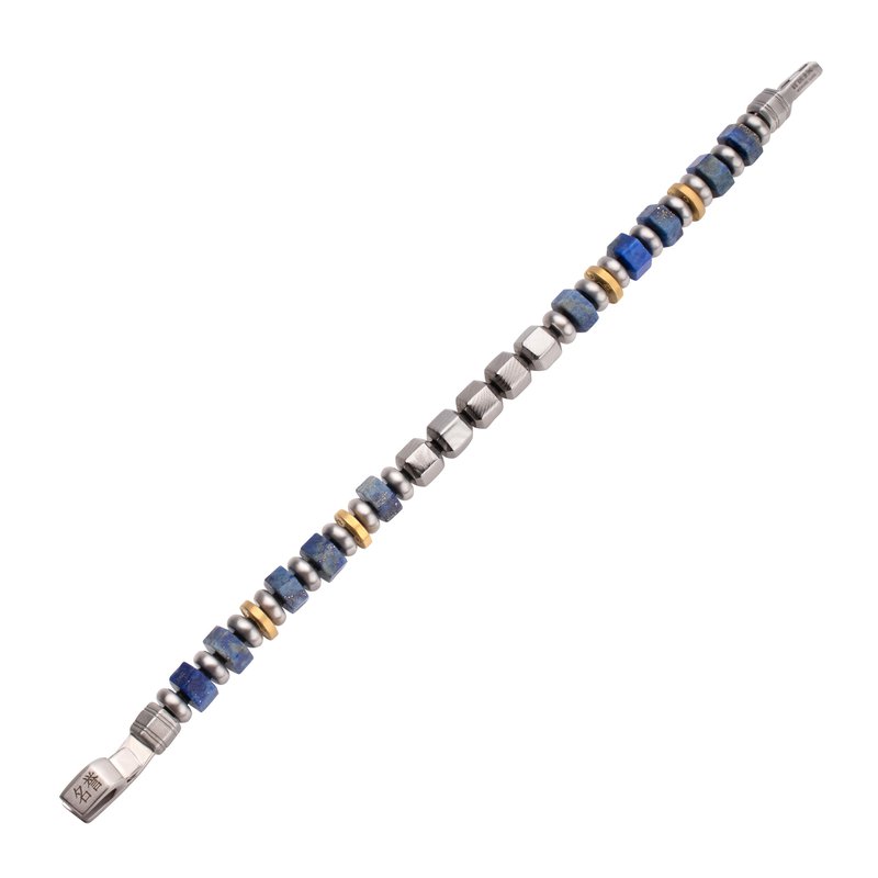INOX Jewelry 8mm Steel and Lapis Lazuli Beads Bushido