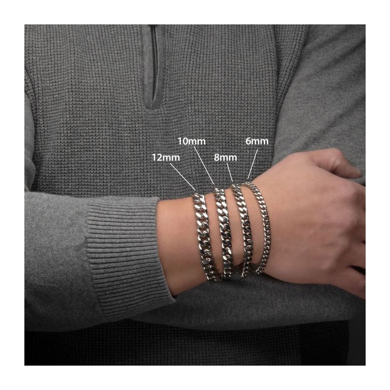 【21cm】【10mm】【18K刻印あり】【Miami Cuban】ブレスレット INOX Jewelry 8mm Steel Miami Cuban Chain Bracelet BR15011